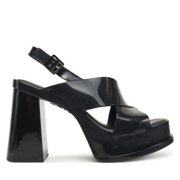 Sandały Melissa. Czarne sandały damskie Melissa, bez wzorów, bez obcasa, na słupku, bez zapięcia. Za 329.99 zł.