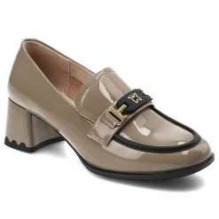 Beżowe Półbuty Artiker Eleganckie Obuwie Damskie. Brązowe półbuty damskie Artiker, bez wzorów, z materiału, bez obcasa, na obcasie, bez zapięcia. Za 239.00 zł.