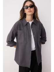 Trendyol Koszula w kolorze antracytowym rozmiar: 40. Czarne koszule damskie Trendyol, bez wzorów, bez kołnierzyka, bez ramiączek. Za 65.99 zł.