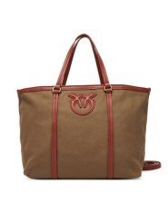 PINKO Torebka Miranda Shopper Classic PE 25 PLTT 104714 A2G2 Khaki. Brązowe shopper bag Pinko, bez wzorów, z materiału, bez dodatków. Za 509.99 zł.
