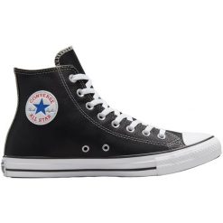Trampki Converse Chuck Taylor HI Leather, Dla obu płci. Czarne trampki damskie Converse, bez wzorów, ze skóry, bez zapięcia. Za 490.00 zł.