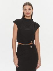 Guess Bluzka W4RP40 KAQL2 Czarny Slim Fit. Czarne bluzki damskie Guess, m, z aplikacjami, bez kołnierzyka, bez ramiączek. Za 129.99 zł.