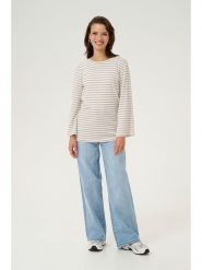 Kaffe Koszulka "Liddy" w kolorze szarobrązowo-białym rozmiar: XL. Białe bluzki damskie Kaffe, xl, bez wzorów, z bawełny, bez kołnierzyka, bez ramiączek. Za 74.63 zł.