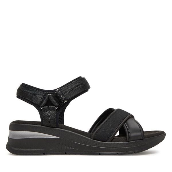 Sandały Tamaris. Czarne sandały damskie Tamaris, bez wzorów, bez obcasa, na koturnie, bez zapięcia. Za 189.99 zł.