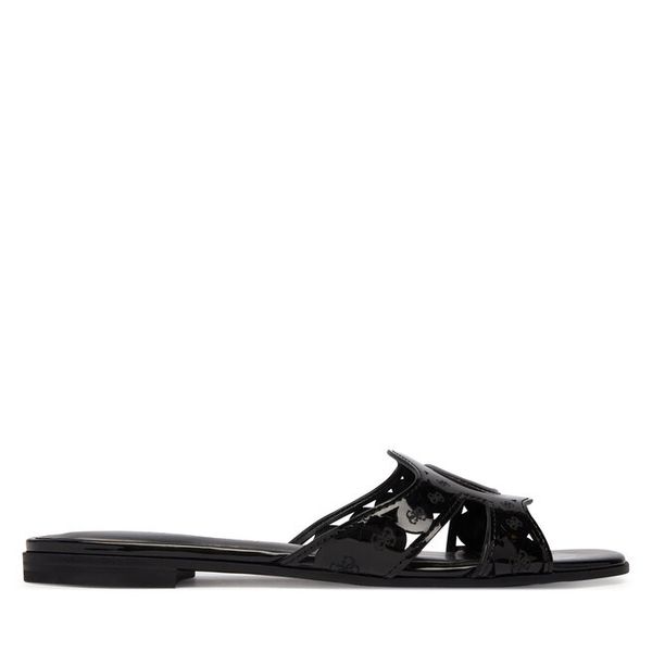 Klapki Guess. Czarne klapki damskie Guess, z aplikacjami, bez obcasa, bez zapięcia. Za 274.99 zł.