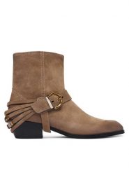 PINKO Kowbojki Jane 07 SD0557P151 Beżowy. Brązowe botki damskie Pinko, ze skóry, bez obcasa, na płaskiej podeszwie, bez zapięcia. Za 1,399.00 zł.