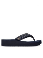 Tommy Hilfiger Japonki Th Wedge Cornrow Beach Sandal FW0FW09037 Granatowy. Niebieskie klapki damskie Tommy Hilfiger, bez wzorów, ze skóry, bez obcasa, bez zapięcia. Za 209.99 zł.