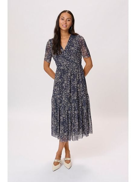 Soaked in Luxury Sukienka "Aldora" w kolorze granatowo-beżowym rozmiar: XL. Brązowe sukienki damskie Soaked in Luxury, bez wzorów, bez ramiączek. Za 161.73 zł.