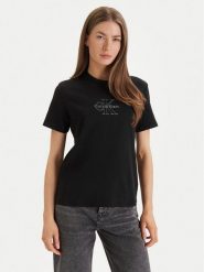 Calvin Klein Jeans T-Shirt LV047F831G Czarny Regular Fit. Czarne t-shirty damskie Calvin Klein Jeans, xl, bez wzorów, z bawełny, bez kołnierzyka. Za 129.99 zł.