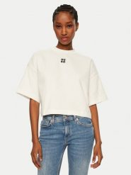 HUGO T-Shirt Cropped Tee 50517790 Écru Relaxed Fit. T-shirty damskie Hugo, l, bez wzorów, z bawełny, bez kołnierzyka. Za 189.99 zł.