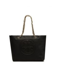 Tory Burch Torebka Ella Chain Tote 152313 Czarny. Czarne shopper bag Tory Burch, bez wzorów, z materiału, bez dodatków. Za 899.99 zł.