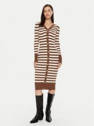 Fracomina Sukienka dzianinowa FS24WD5003K459N8 Brązowy Slim Fit. Brązowe sukienki damskie Fracomina, bez wzorów, z dzianiny, bez ramiączek. Za 299.99 zł.