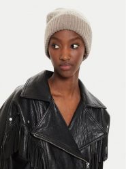 Calvin Klein Czapka Monogram Fold K60K612595 Beżowy. Brązowe czapki damskie Calvin Klein, na zimę, bez wzorów, z materiału. Za 269.99 zł.