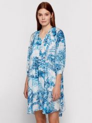 Boss Sukienka letnia Difloru 50454550 Niebieski Oversize. Niebieskie sukienki damskie Boss, bez wzorów, z jedwabiu, bez ramiączek. Za 1,799.00 zł.
