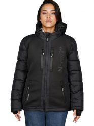 Geographical Norway Kurtka zimowa "Beachwood" w kolorze czarnym rozmiar: XL. Czarne kurtki damskie Geographical Norway, na zimę, xl, z aplikacjami, z puchu, bez kaptura. Za 253.95 zł.