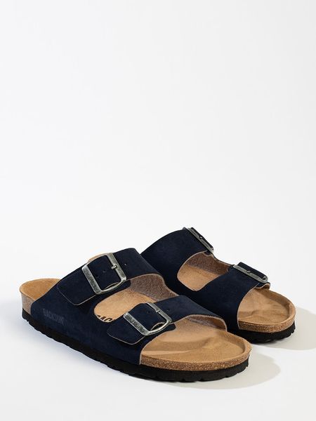 BACKSUN Klapki "Bali" w kolorze granatowym rozmiar: 37. Niebieskie klapki damskie Backsun, bez wzorów, z otwartym noskiem, bez obcasa, bez zapięcia. Za 115.95 zł.