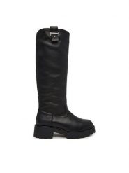 Calvin Klein Kozaki Chunky High Boot Lth Hdw HW0HW03201 Czarny. Czarne kozaki damskie Calvin Klein, ze skóry, bez obcasa, na płaskiej podeszwie, bez zapięcia. Za 899.99 zł.