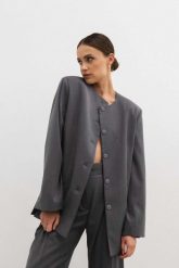 Gładka marynarka w kolorze GRAPHITE - ELEGANCE-L/XL. Szare marynarki i żakiety damskie Marsala, l, bez wzorów, z poliesteru, eleganckie. W wyprzedaży za 74.98 zł.