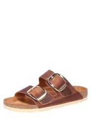 Birkenstock Skórzane klapki "Arizona" w kolorze brązowym rozmiar: 38. Brązowe klapki damskie Birkenstock, bez wzorów, z otwartym noskiem, bez obcasa, bez zapięcia. Za 553.95 zł.