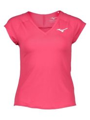 Mizuno Koszulka funkcyjna w kolorze różowym rozmiar: XS. Różowe koszulki damskie Mizuno, xs, bez wzorów, z materiału, bez kołnierzyka, bez ramiączek. Za 65.85 zł.