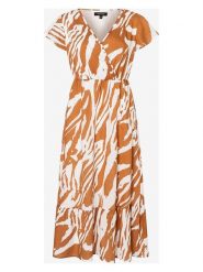 More & More Sukienka w kolorze karmelowo-białym rozmiar: 40. Brązowe sukienki damskie More & More, bez wzorów, z bawełny, bez ramiączek. Za 180.91 zł.