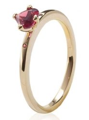 Pandora Pozłacany pierścionek z kryształem rozmiar: 58. Czerwone pierścionki damskie Pandora, z kryształem, metalowe. Za 252.99 zł.