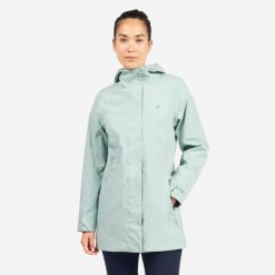 Długa kurtka żeglarska damska Tribord Sailing 500. Zielone kurtki damskie Decathlon, xl, bez wzorów, z materiału, bez kaptura. Za 269.99 zł.