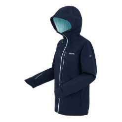 Kurtka turystyczna przeciwdeszczowa damska Birchdale wodoodporna. Czarne kurtki damskie Regatta, m, bez wzorów, z materiału, z kapturem. Za 209.99 zł.