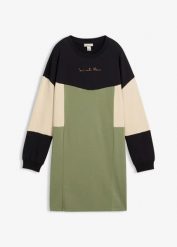 Sukienka dresowa z czystej bawełny. Zielone sukienki damskie bonprix, bez wzorów, z bawełny, bez ramiączek. Za 147.99 zł.