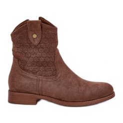 Ażurowe Botki Na Płaskim Obcasie S.Barski HY51-063 Brązowe. Brązowe botki damskie eleganckie, bez obcasa, na płaskiej podeszwie, bez zapięcia. Za 240.83 zł.
