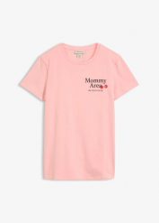 T-shirt oversize 2 w 1 na okres ciąży i do karmienia z bawełny organicznej, z nadrukiem na plecach. Czerwone t-shirty damskie bonprix, bez wzorów, z bawełny, bez kołnierzyka. Za 27.99 zł.