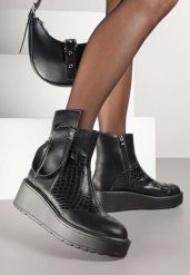 Czarne Botki Vices na Platformie i Koturnie Gamillia. Czarne botki damskie Born2be, z jeansu, eleganckie, bez obcasa, na koturnie, bez zapięcia. Za 139.99 zł.