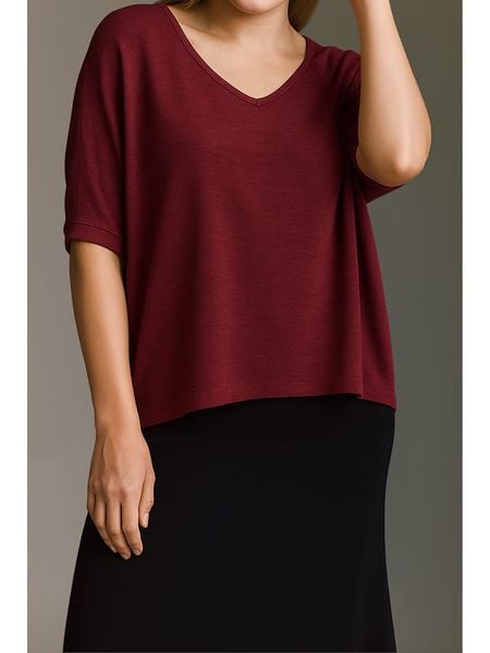 Cotton Candy Koszulka w kolorze bordowym rozmiar: M. Czerwone koszulki damskie Cotton Candy, m, bez wzorów, bez kołnierzyka, bez ramiączek. Za 82.83 zł.