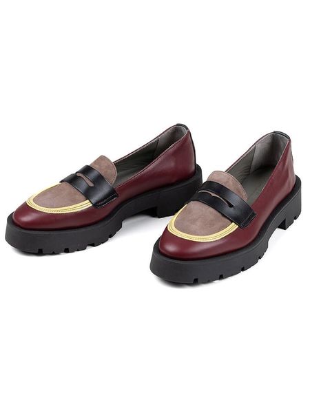 Anna Morellini Skórzane mokasyny "Marbara" w kolorze bordowo-beżowo-czarnym rozmiar: 38. Brązowe mokasyny damskie Anna Morellini, bez obcasa. Za 382.45 zł.