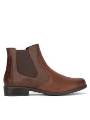 Remonte Botki D0F70-22 Brązowy. Brązowe botki damskie Remonte, ze skóry, bez obcasa, na płaskiej podeszwie, bez zapięcia. Za 351.00 zł.