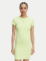 Tommy Jeans Sukienka letnia Flag DW0DW22613 Zielony jasny Slim Fit. Zielone sukienki damskie Tommy Jeans, bez wzorów, z bawełny, bez ramiączek. Za 289.99 zł.