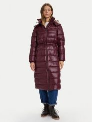 Tommy Hilfiger Płaszcz zimowy WW0WW47356 Bordowy Regular Fit. Czerwone płaszcze damskie Tommy Hilfiger, na zimę, xxl, bez wzorów, z syntetyku, bez kaptura. Za 1,129.00 zł.
