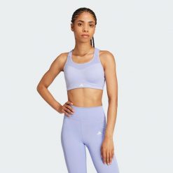 Biustonosz TLRD Impact Training High-Support. Niebieskie biustonosze sportowe damskie Adidas, bez wzorów, z materiału. Za 279.00 zł.