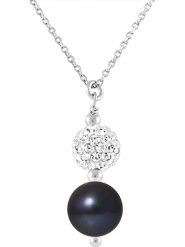 Pearline Srebrny naszyjnik z kryształkami i perłami w kolorze tahiti - dł. 42 cm rozmiar: onesize. Czarne naszyjniki damskie Pearline, z kryształem, srebrne. Za 217.99 zł.