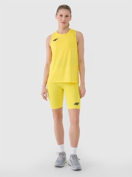 4F Legginsy kolarki treningowe damskie - żółte S. Żółte legginsy damskie 4F, s, bez wzorów, z dzianiny, na fitness i siłownię. Za 109.99 zł.
