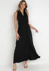 Czarna Sukienka Agarano. Czarne sukienki damskie Born2be, bez wzorów, z tkaniny, bez ramiączek. Za 149.99 zł.