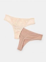 Siateczkowe stringi 2 pack - wielobarwny. Stringi Sinsay, bez wzorów. W wyprzedaży za 11.99 zł.