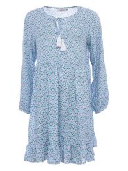 Zwillingsherz Sukienka "Rosalind" w kolorze błękitnym rozmiar: L/XL. Niebieskie sukienki damskie Zwillingsherz, bez wzorów, z wiskozy, bez ramiączek. Za 123.25 zł.