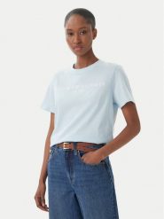 Tommy Hilfiger T-Shirt WW0WW40276 Niebieski jasny Regular Fit. Niebieskie t-shirty damskie Tommy Hilfiger, l, bez wzorów, z bawełny, bez kołnierzyka. Za 169.99 zł.