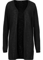 Sweter bez zapięcia z czystej bawełny slub. Czarne swetry klasyczne damskie bonprix, z bawełny, bez kołnierzyka. Za 77.99 zł.
