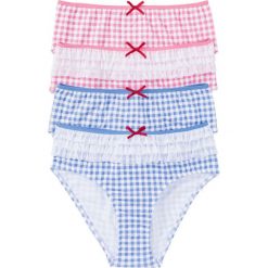 Figi maxi z falbanami (4 pary) bonprix jasnoróżowo-biały + niebiesko-biały w kratę. Białe figi bonprix. Za 39.96 zł.