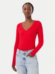 Tommy Jeans Bluzka DW0DW23259 Czerwony Slim Fit. Czerwone bluzki damskie Tommy Jeans, s, bez wzorów, z jeansu, bez kołnierzyka, bez ramiączek. Za 189.99 zł.