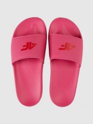 Klapki damskie 4F 4FRSS26FSLIF062. Czerwone klapki damskie 4F, bez wzorów, z materiału, bez obcasa, bez zapięcia. Za 59.99 zł.