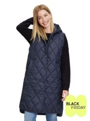 AMBER & JUNE Kamizelka pikowana w kolorze granatowym rozmiar: 38. Niebieskie kamizelki damskie AMBER & JUNE, bez wzorów, bez kaptura. Za 83.22 zł.