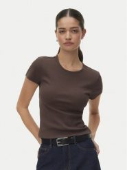 Vero Moda T-Shirt Chloe 10306894 Brązowy Tight Fit. Brązowe t-shirty damskie Vero Moda, l, bez wzorów, z bawełny, bez kołnierzyka. Za 69.99 zł.